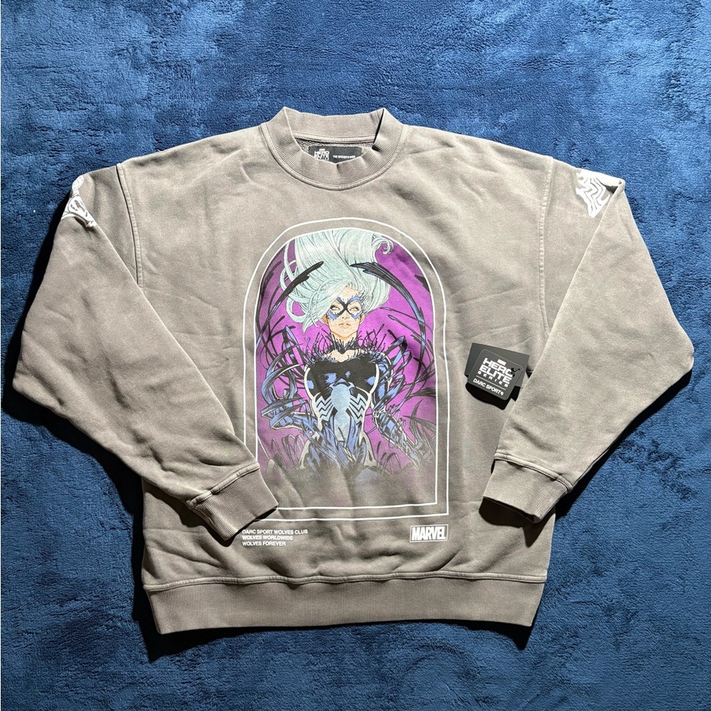 Darc Sport Black Cat Symbiote “The Spider’s Web” Vintage Gray Crewneck